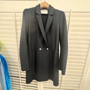 Elegant Women's Wool Coat in Navy Blue
